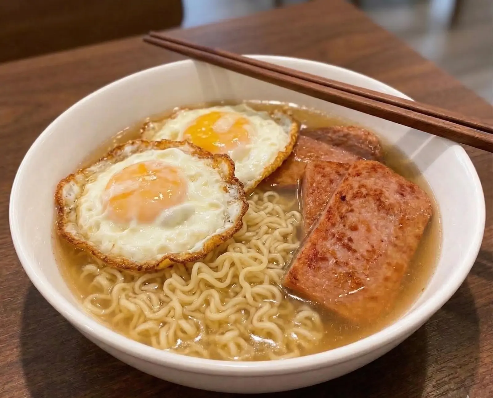 Luncheon Meat or Ham w/ Egg Noodle / Soupe de nouilles jambon de luncheon ou jambon et œuf